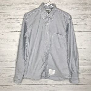 Blue White Striped Button Up Long Sleeve Shirt